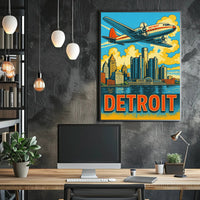 Detroit Skyline and Aviation Poster PosterGoat