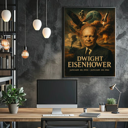 Dwight Eisenhower Presidential Era 1950s America Patriotic Realism Art Deco Poster
