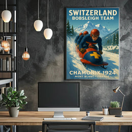 Switzerland Bobsleigh Team Chamonix 1924 Poster