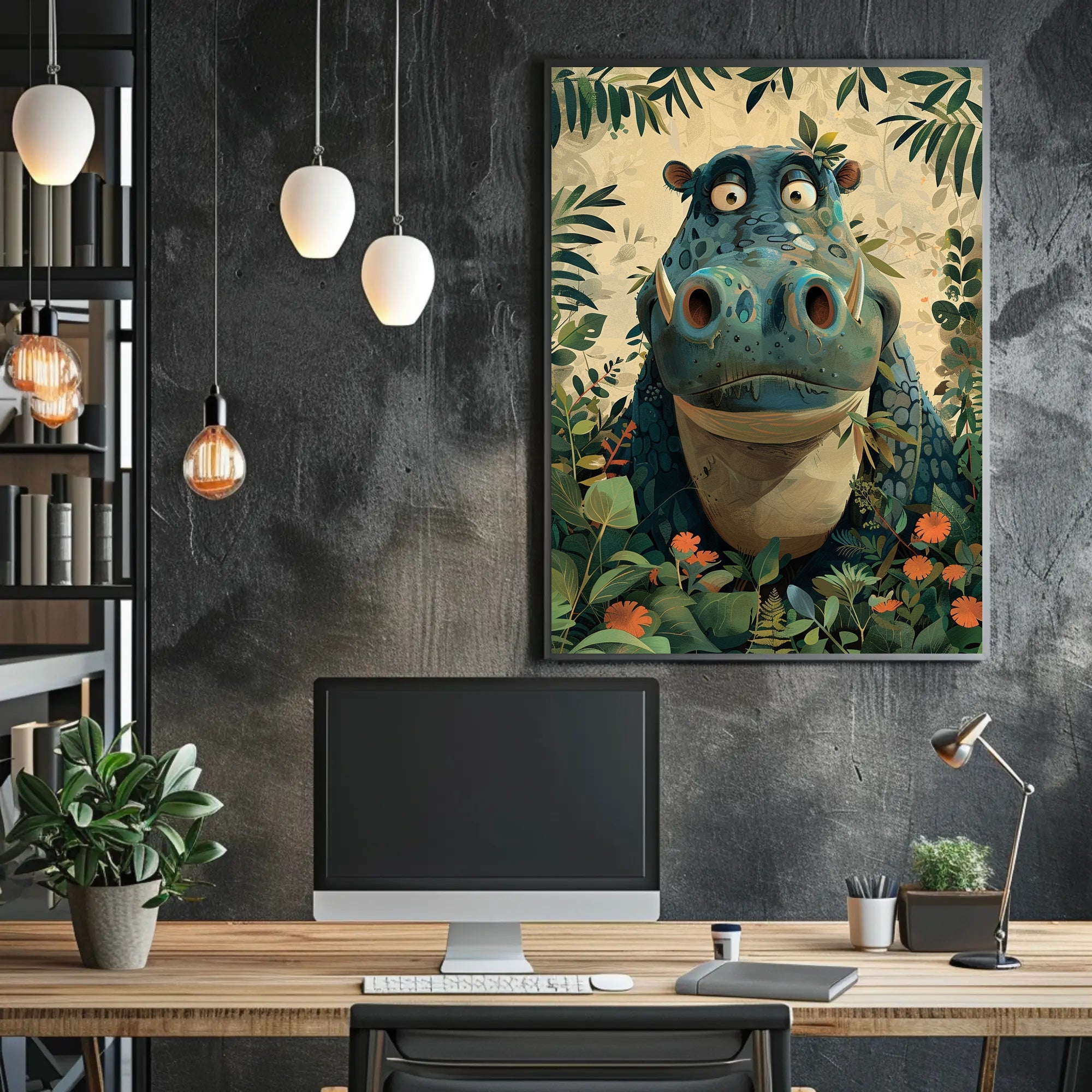 Jungle Hippo Adventure Poster PosterGoat