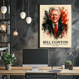 Bill Clinton Watercolor Portrait: Historical or Presidential Poster