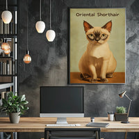 Oriental Shorthair Cat Digital Painting Vintage Poster