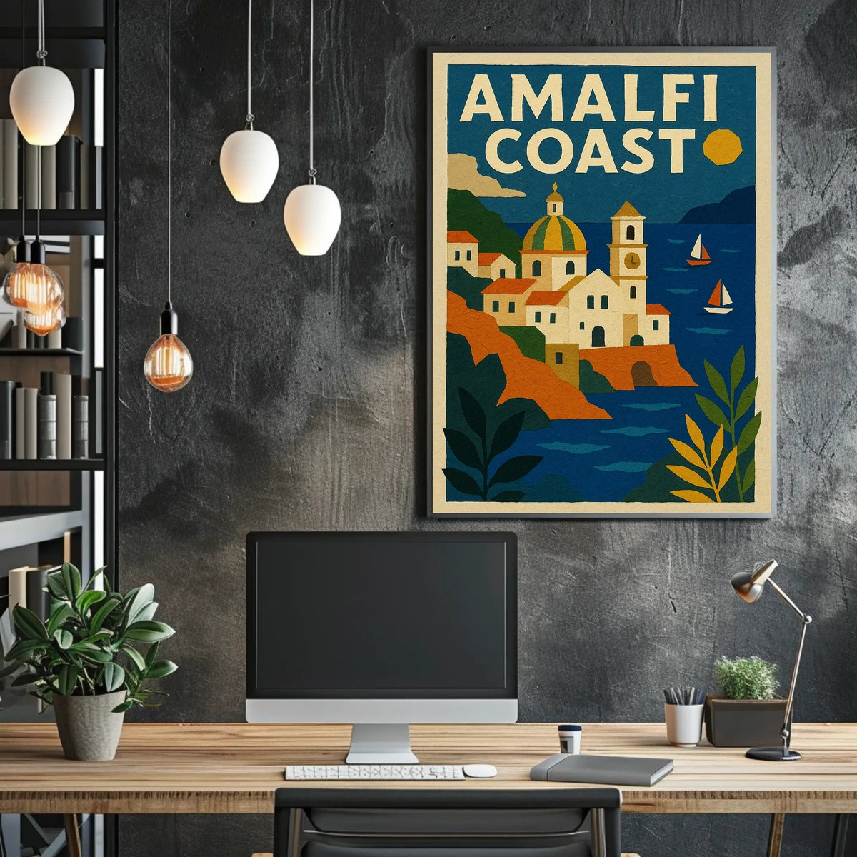 Amalfi Coast Travel Poster Wall Art for Coastal Decor