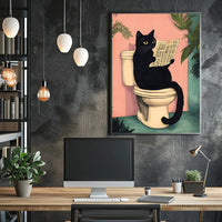 Curious Cat Poster Whimsical Bathroom Art Print