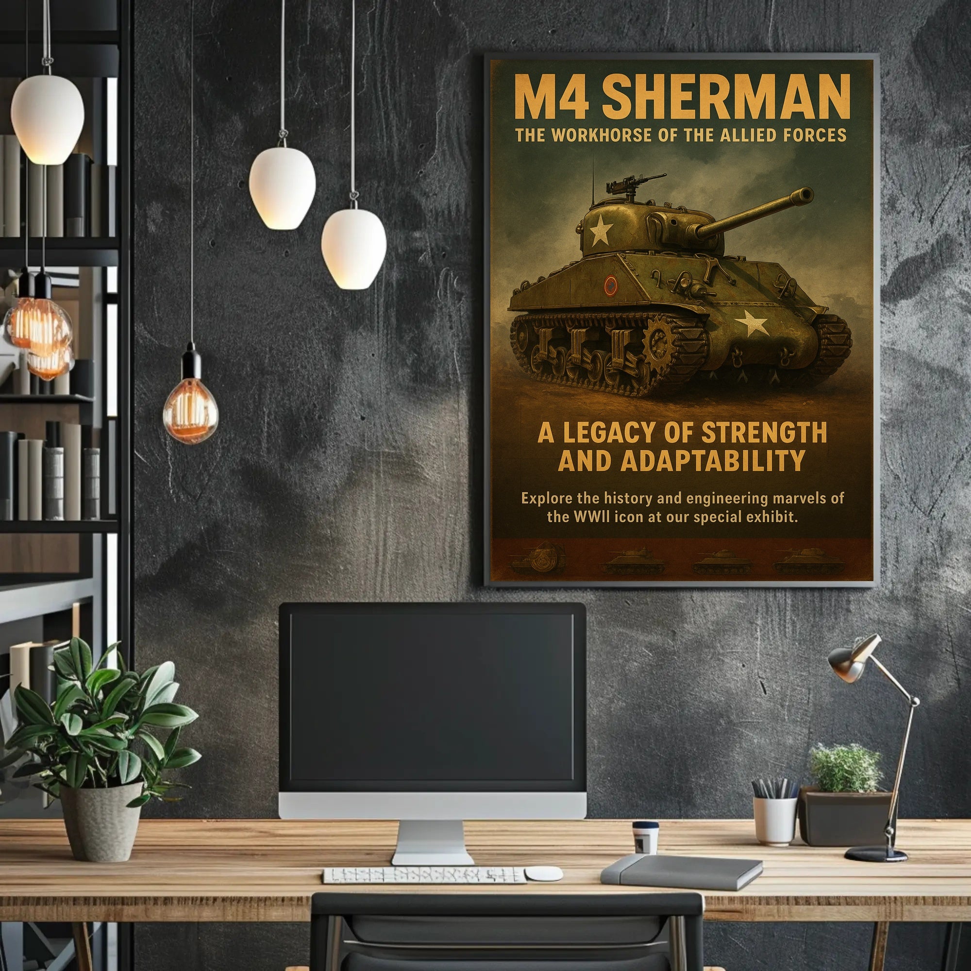 M4 Sherman Vintage Poster Military Tank Print