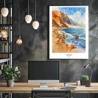 Picturesque Sinai Coastal Scene in Watercolor Travel Poster PosterGoat
