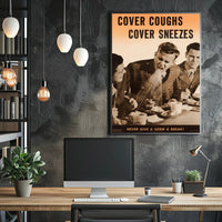 Cover Coughs and Sneezes WWII Propaganda Poster PosterGoat