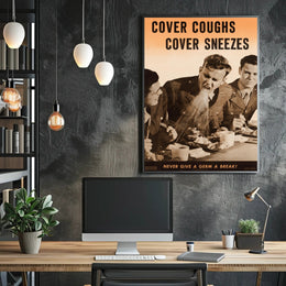 Cover Coughs and Sneezes WWII Propaganda Poster PosterGoat