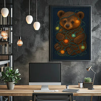 Festive Bear With Lights Poster