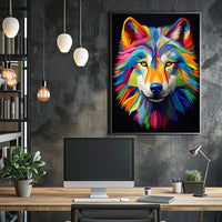 Vibrant Wolf Portrait Poster PosterGoat