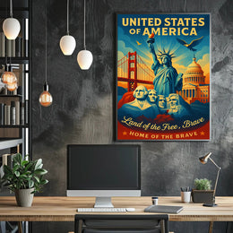 United States of America Land of the Free Poster PosterGoat