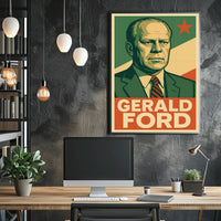 Gerald Ford Presidential Portrait Historical Figure Photography Realism Iconic American Heritage Decor Poster