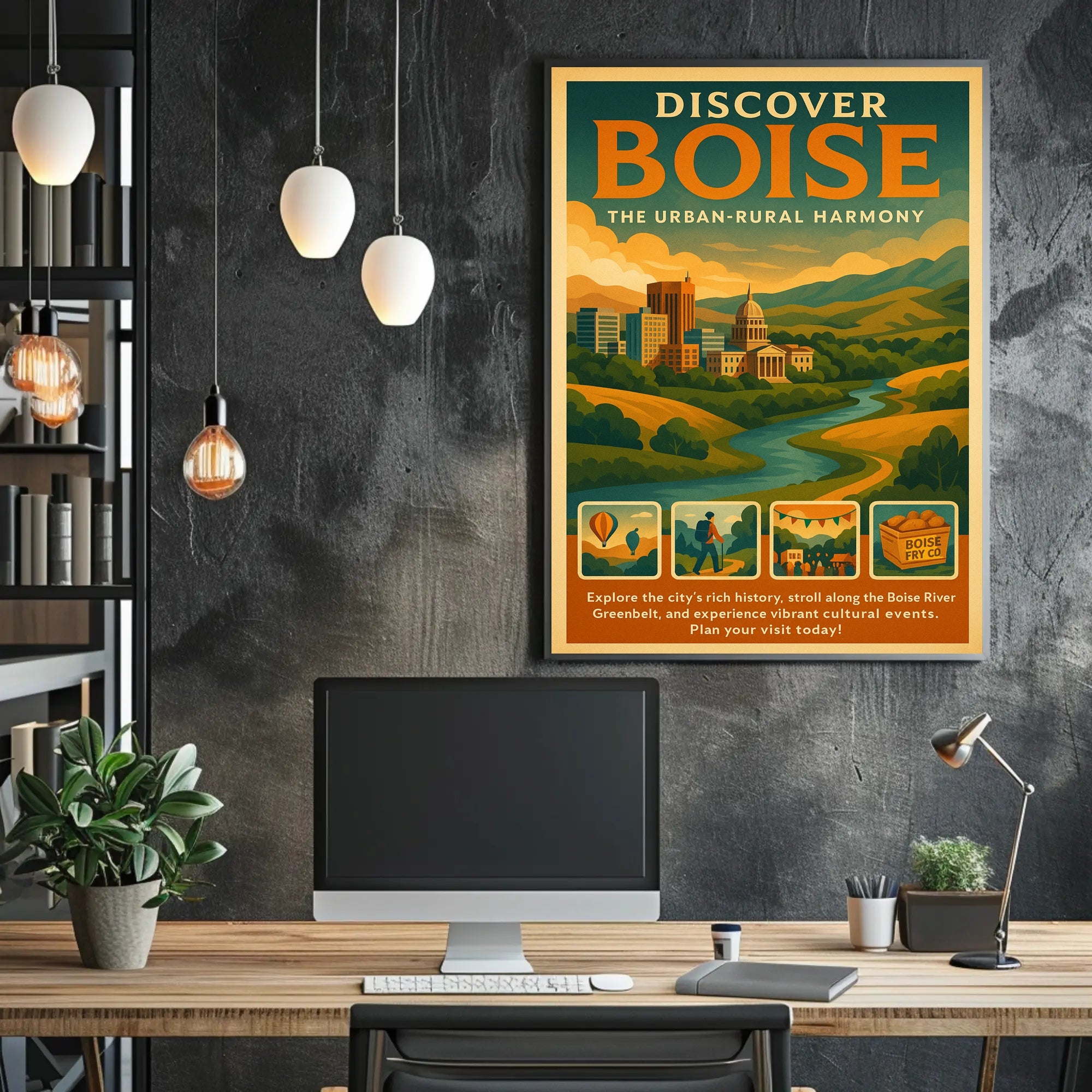 Boise Harmony: Urban and Rural Travel Poster PosterGoat