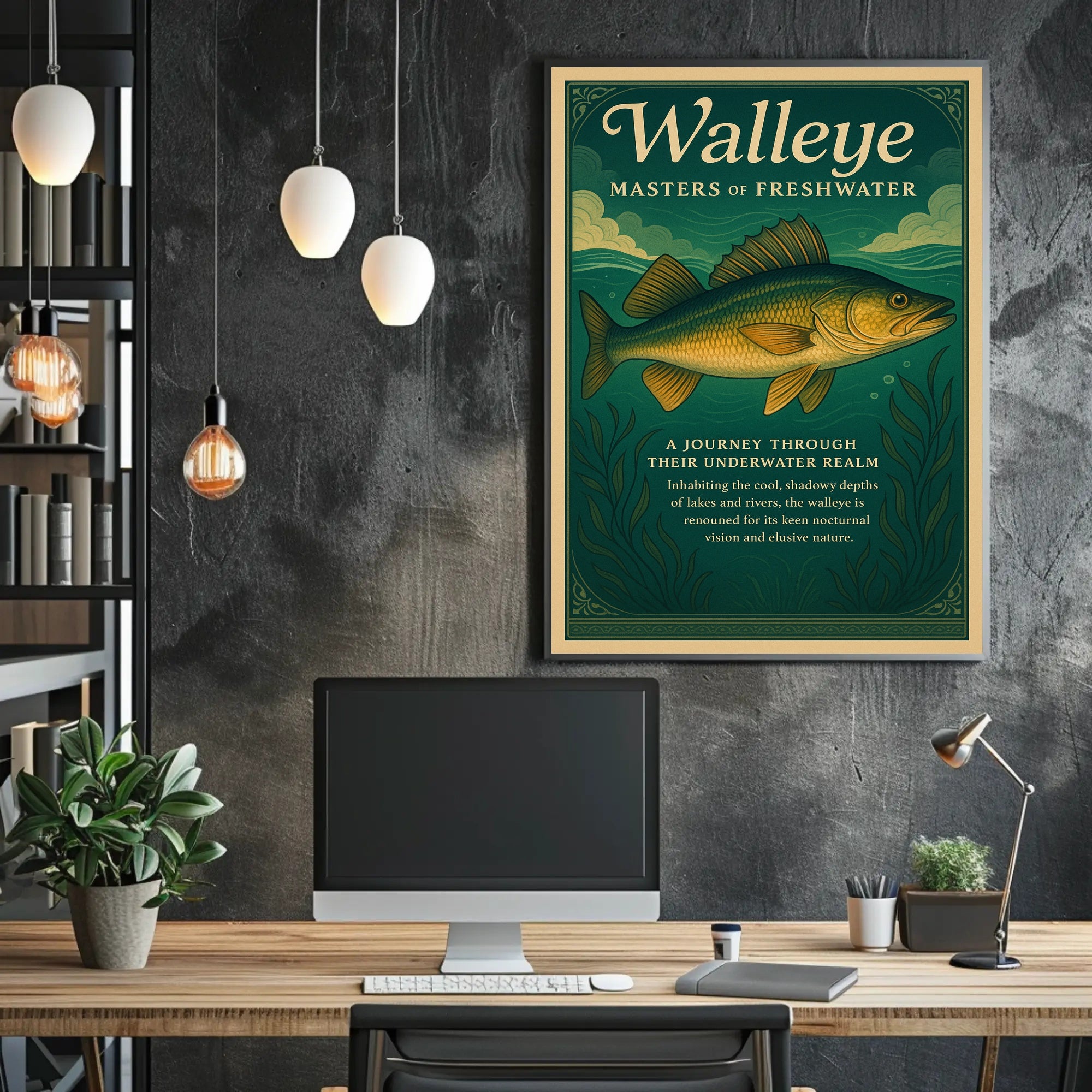 Walleye Fish Illustration: A Master of Freshwater Environments Animal Poster