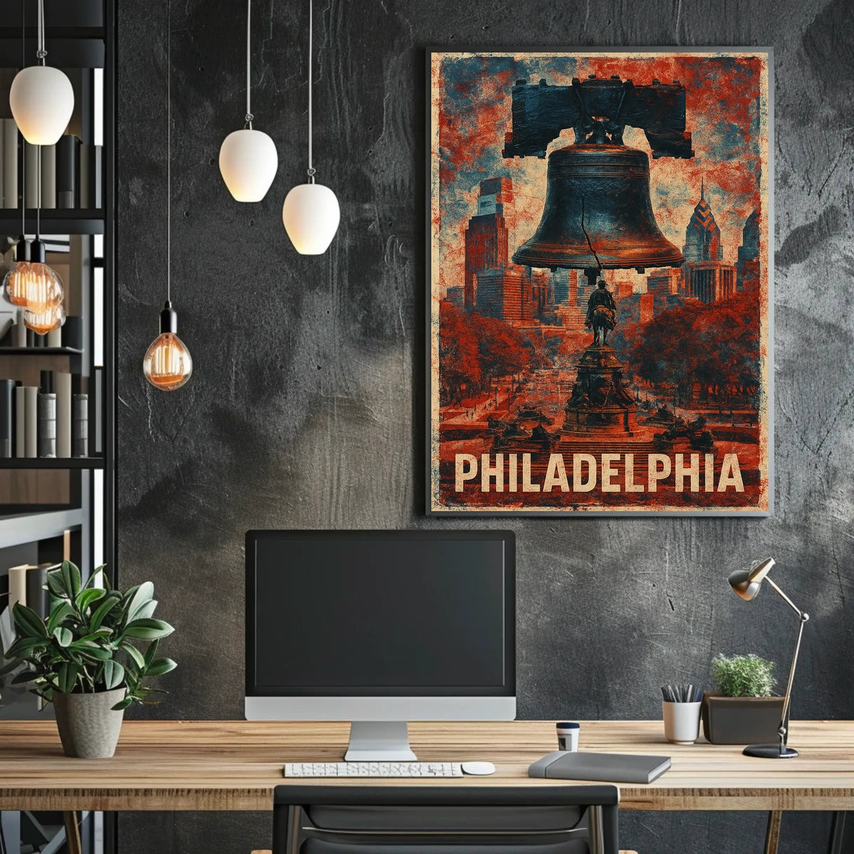 Philadelphia Cityscape Heritage Vintage Poster