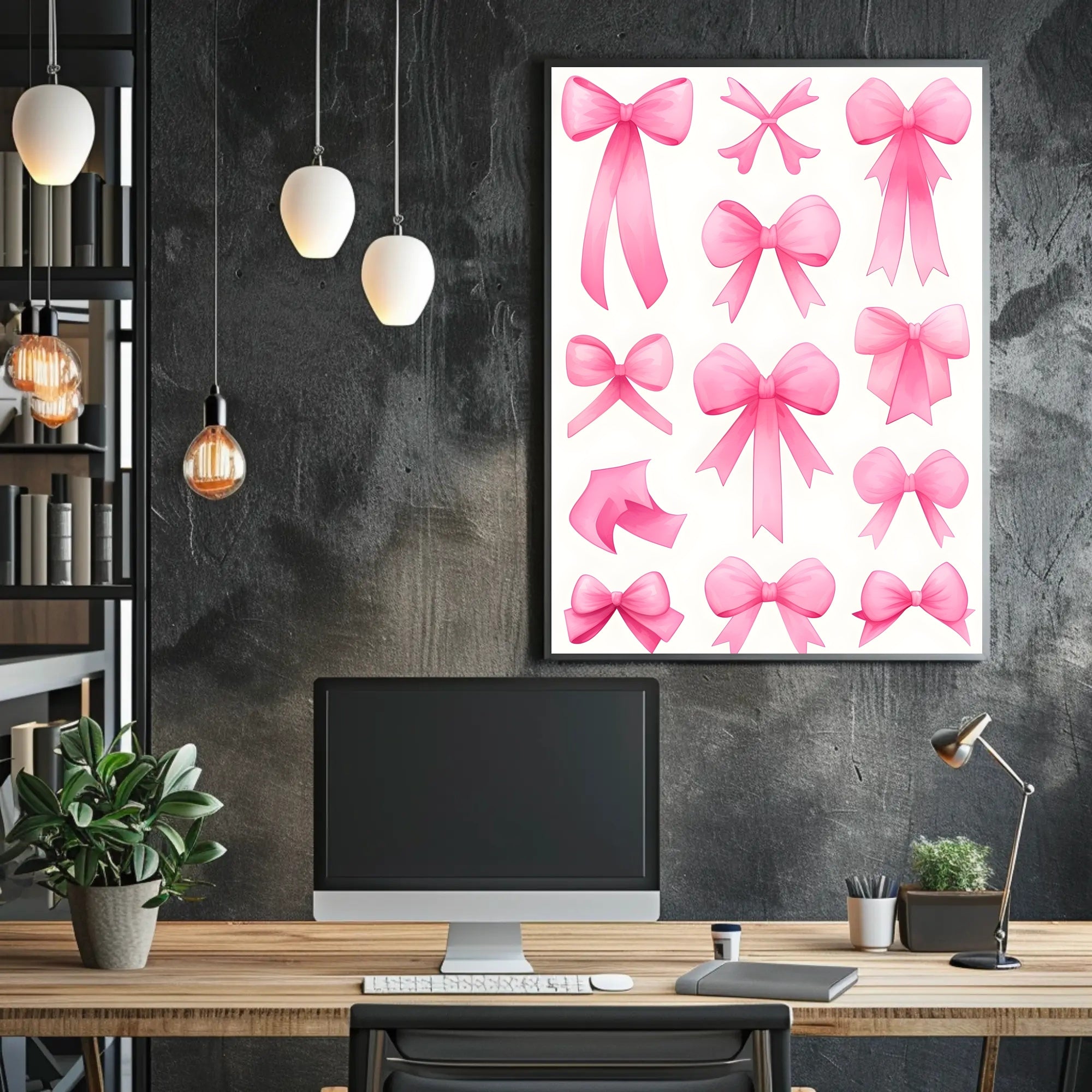 Pink Bow Collection Poster Wall Art Print