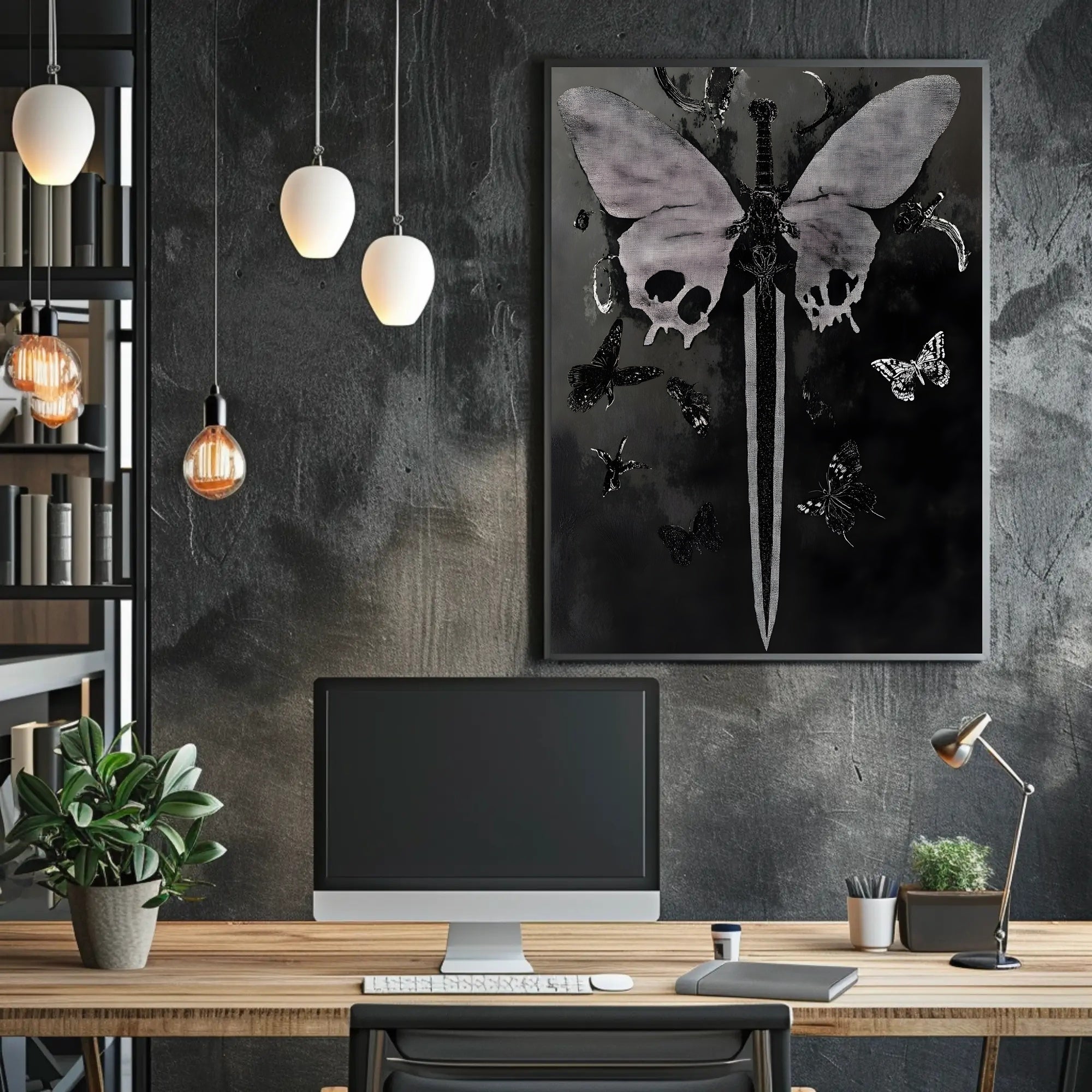 Sword and Butterfly Gothic Art Fantasy or Mythology Poster PosterGoat