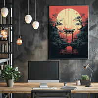 Moonlit Torii Gate Poster PosterGoat