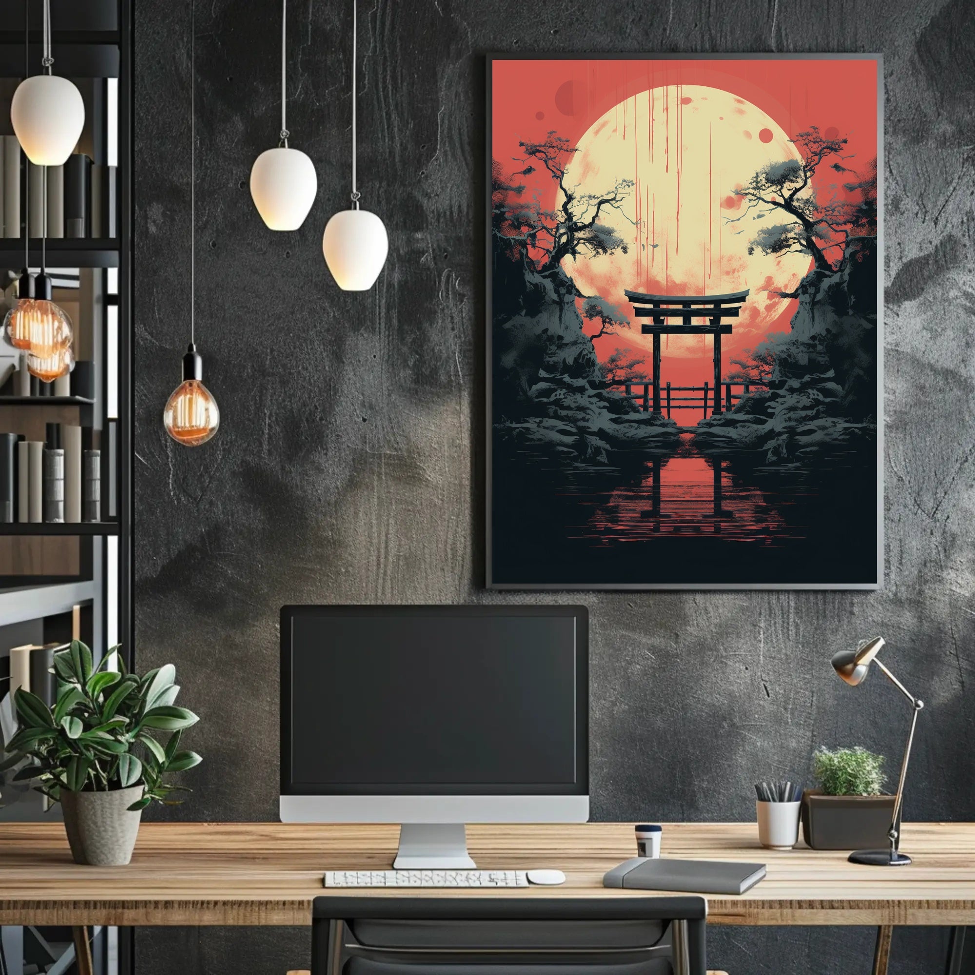 Moonlit Torii Gate Poster PosterGoat