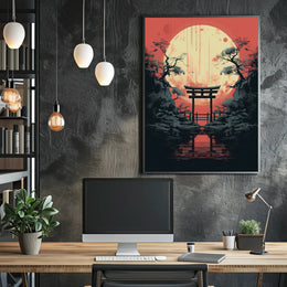 Moonlit Torii Gate Poster PosterGoat