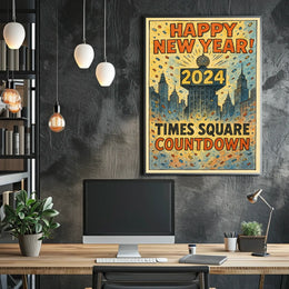 Happy New Year 2024 Times Square Countdown Poster