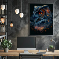 Mystical Owl Cityscape Surreal Art Poster Print