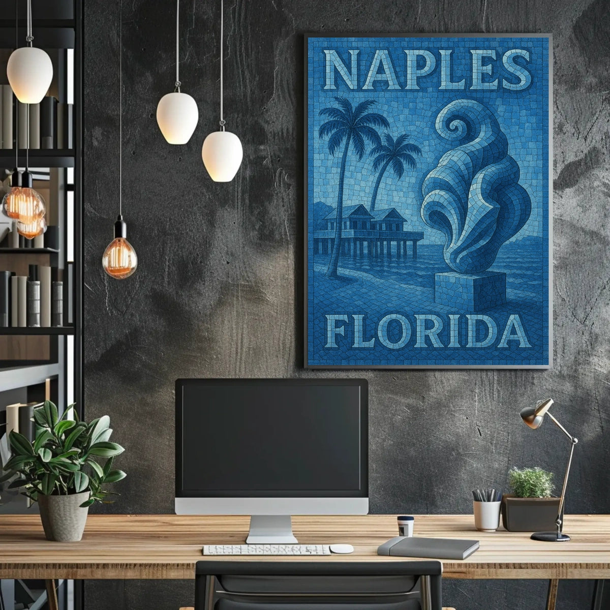 Naples Florida Poster Wall Art Coastal Beach Scene