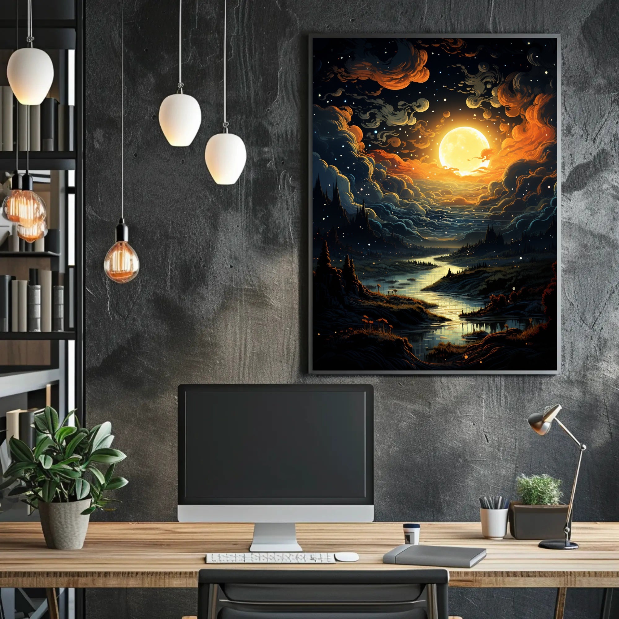 Enchanted Moonlit Landscape Poster