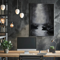 Serene Misty River Scene Artistic Poster PosterGoat