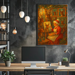 Mrs. Claus' Reindeer Portraits Poster