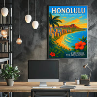 Honolulu Where the City Meets Paradise Poster