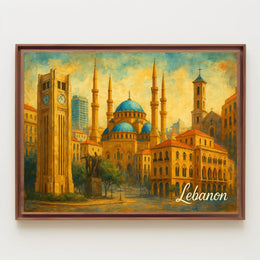 Beirut Cityscape Nightscape Wanderlust Urban Art Poster