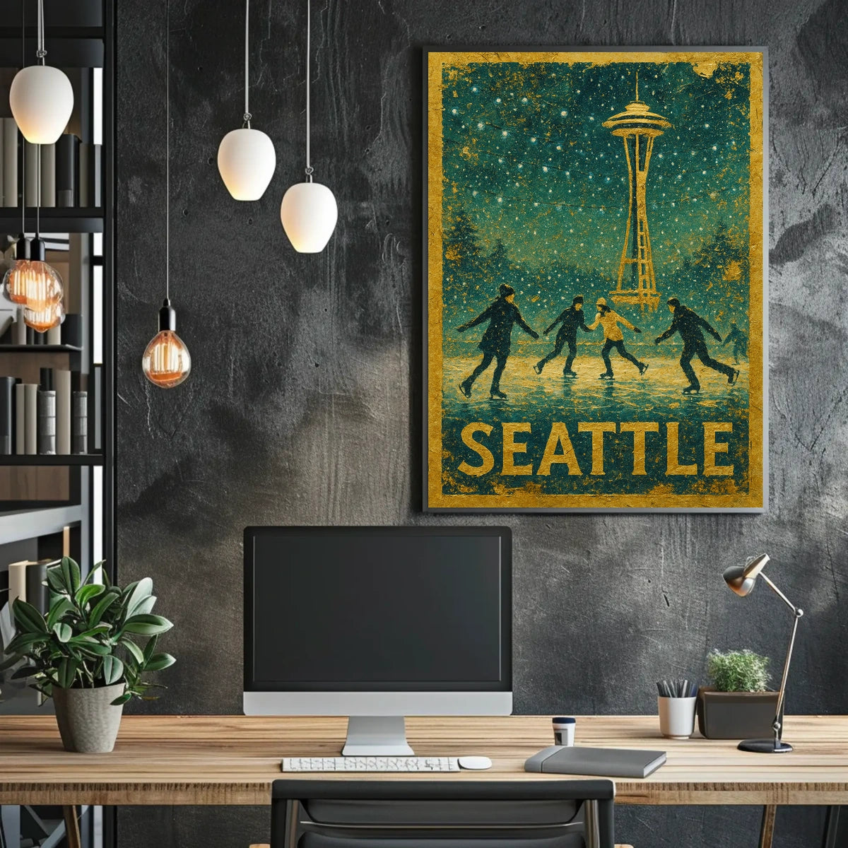 Winter Skating In Seattle Poster