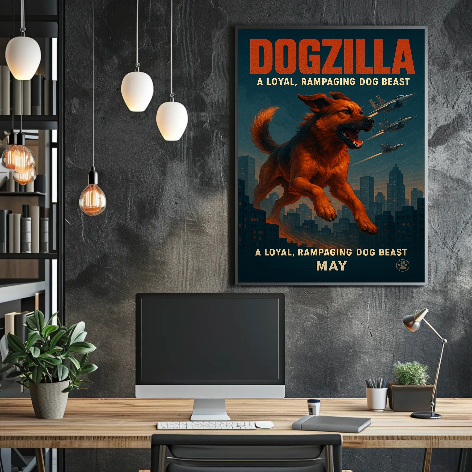 Dogzilla Rampaging Dog Beast Poster PosterGoat