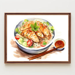 Culinary Delight – Chicken Rice Illustration Poster