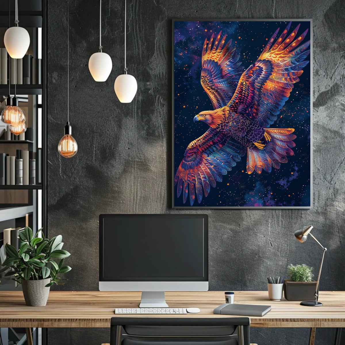Majestic Cosmic Eagle Fantasy Art Poster