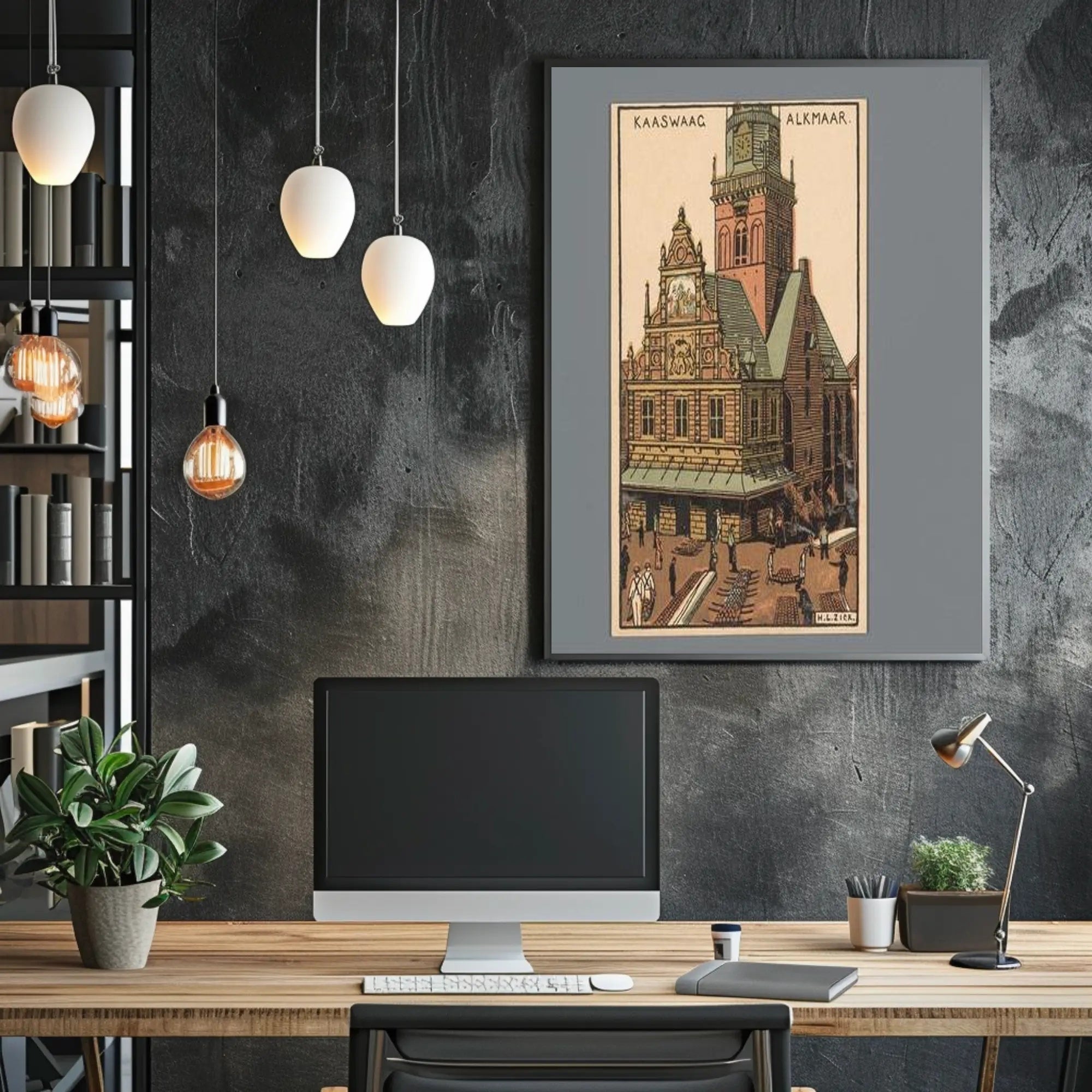 Kaaswaag in Alkmaar Illustration Poster PosterGoat