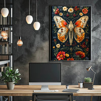 Vibrant Butterfly and Botanicals Artistic Poster