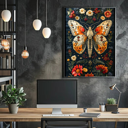 Vibrant Butterfly and Botanicals Artistic Poster