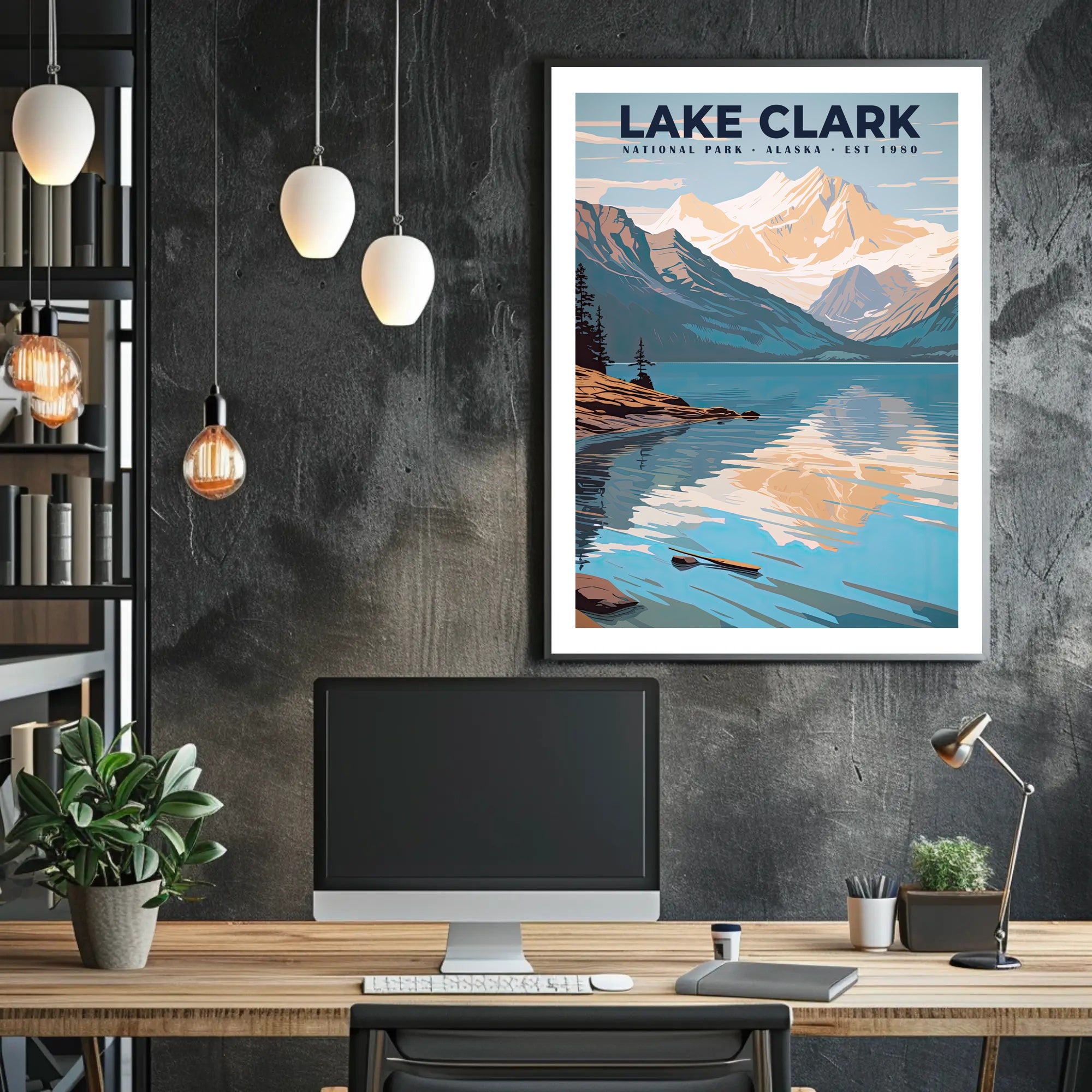 Lake Clark National Park Poster Vintage Travel Art