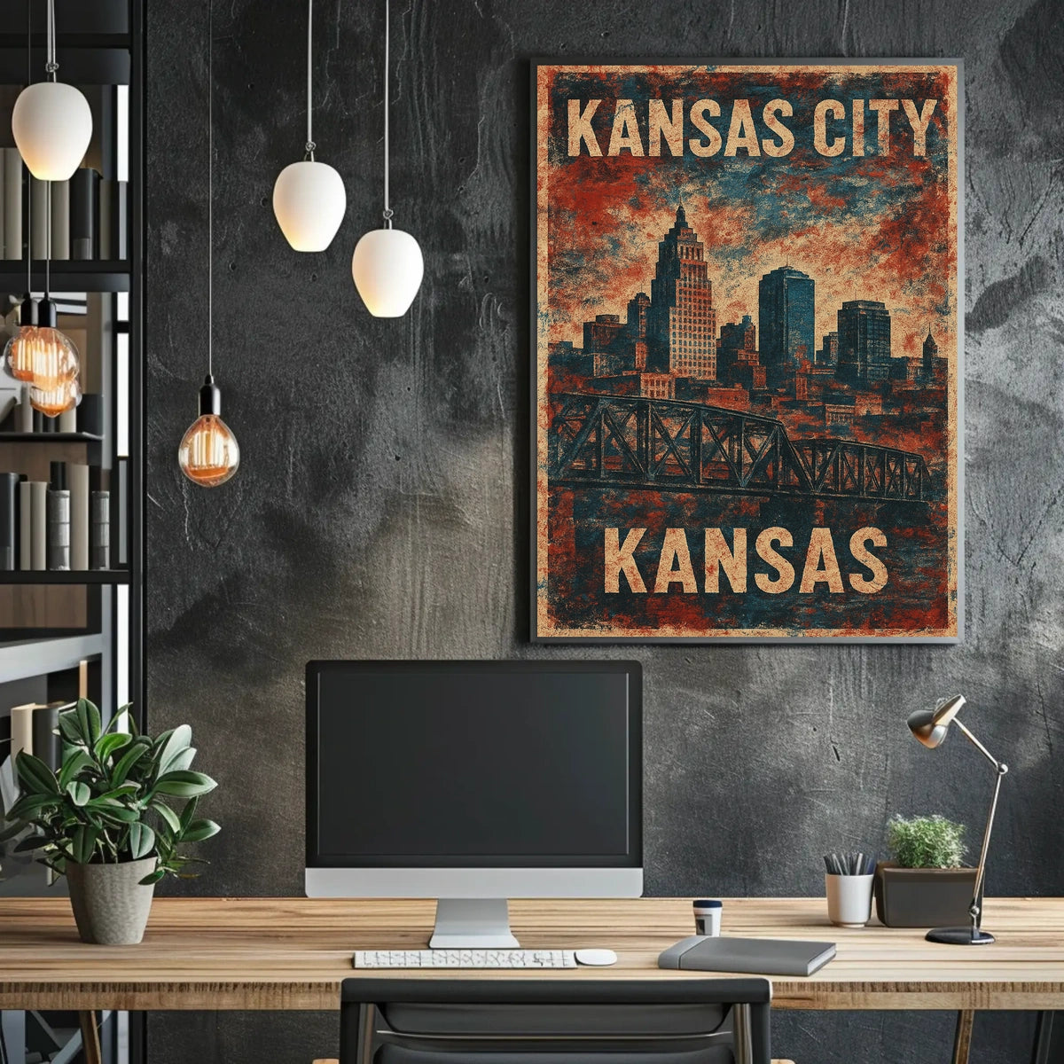 Kansas City Skyline Vintage Nostalgic Poster