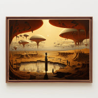 Surreal Alien Landscape Art Print Enhances Futuristic Sci-Fi Poster