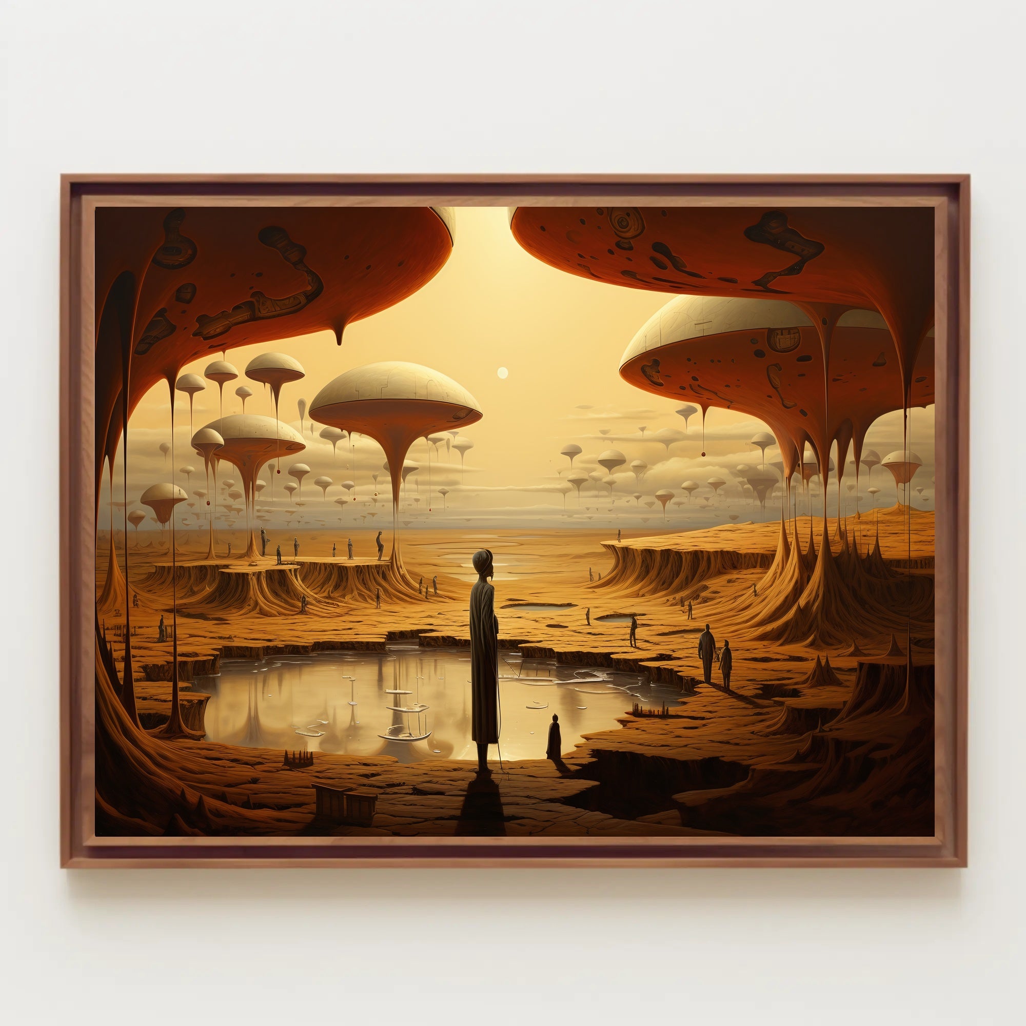 Surreal Alien Landscape Art Print Enhances Futuristic Sci-Fi Poster