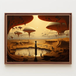Surreal Alien Landscape Art Print Enhances Futuristic Sci-Fi Poster