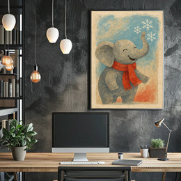Elephant Winter Forest Poster