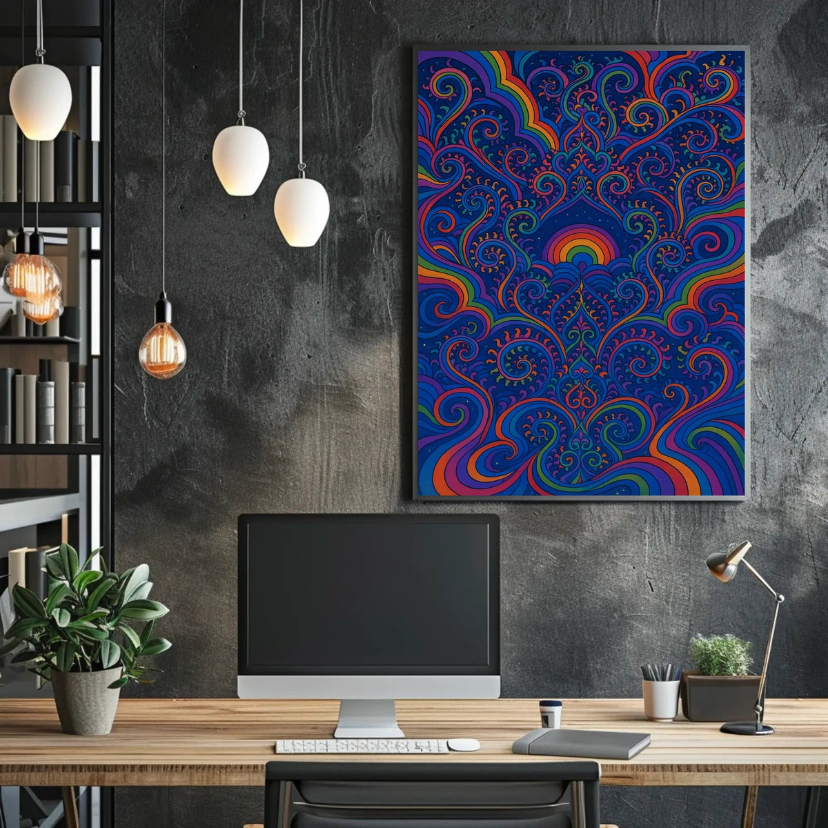 Psychedelic Swirling Patterns Retro Abstract Artistic Poster