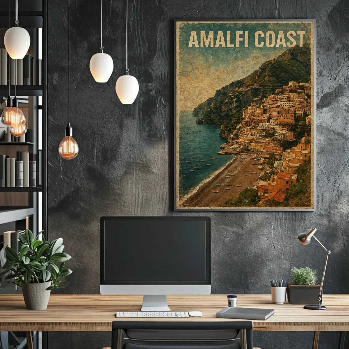 Amalfi Coast Poster Wall Art Seascape Decor for Travel