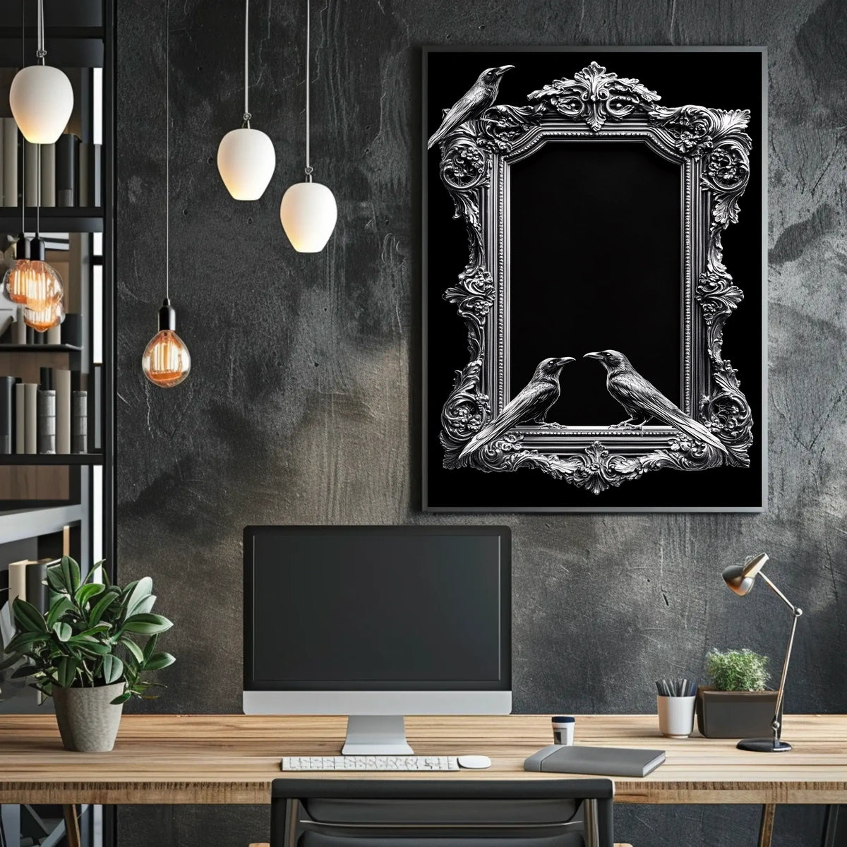 Baroque-Style Gothic Raven Art Print - Artistic Poster