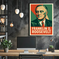 Franklin Roosevelt Portrait Art Deco Patriot Poster