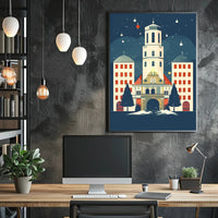 Winter Night at the Clock Tower Poster